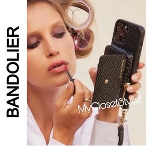 NWT! Bandolier MIRROR Snake 13 Pro iPhone Case Crossbody Strap SET! Black Purse